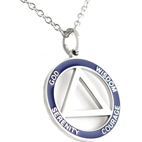 Rush Industries 12 Step Recovery Pendant Stainless Steel AA Symbol Necklace Serenity Jewelry