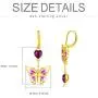 AOBOCO 18K Gold Plated Sterling Silver Butterfly Drop Dangle Earrings, Purple Enameled Leverback Dangle Earrings with Love Heart Crystals from Austria, Birthday Gifts for Women Girls