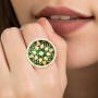 Aheli Indian Traditional Stone Studded Enamel Finger Ring Adjustable Wedding Party Fashion Jewelry for Women Teen Girls