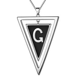 beautlace Double Triangle Letter Necklaces Silver/18K Gold/Black Gun Plated Initial Geometric Minimalist Pendant Alphabet Name Necklace Jewelry for Men and Women KP0158