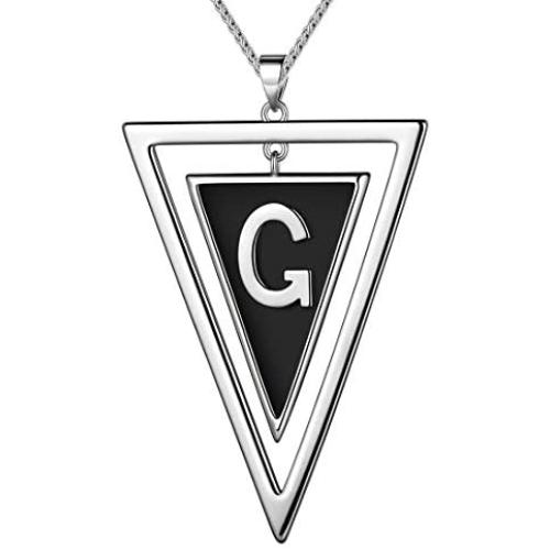 beautlace Double Triangle Letter Necklaces Silver/18K Gold/Black Gun Plated Initial Geometric Minimalist Pendant Alphabet Name Necklace Jewelry for Men and Women KP0158