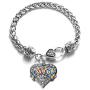 Inspired Silver - Silver Pave Heart Charm Bracelet with Cubic Zirconia Jewelry