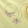 Aesnefe Unicorn CupCupcake Charm Bracelet Birthday Number Necklace with 3rd 4th 5th 6th 7th 8th 9th Birthday Gifts for Girls Kids 2 Packs