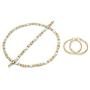 Bling Bling NY Womens Tri Color Hugs & Kisses Necklace Bracelet Large Sized Round Hoop Earring Set Stampato Stainless Steel Anti-Tarnish