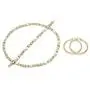 Bling Bling NY Womens Tri Color Hugs & Kisses Necklace Bracelet Large Sized Round Hoop Earring Set Stampato Stainless Steel Anti-Tarnish