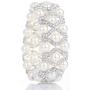 Pearl Stretch Bracelets , 3-Rows Simulated Pearls and Eye Shaped Knot Austrian Crystal Elastic Stretch Bangle for Wedding