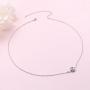 S925 Sterling Silver Jewelry Sideways Camellia Flower Choker Necklace 14+4''