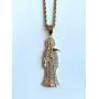 Men Women 925 Italy Gold Finish Santa Muerte Pendant Stainless Steel Real 2.5 mm Rope Chain Necklace, Mens Jewelry, Iced Pendant, Rope Necklace Nuestra Señora de la Santa Muerte