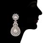 Aheli Classy Silver Tone Bollywood Wedding Party Wear Drop Dangle Earrings for Women Ethnic Indian Fashion Jewelry