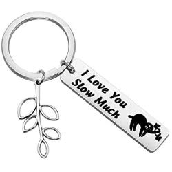 SEIRAA Sloth Hanging Jewelry Cute Animal Sloth Quote Keychain for Sloth Lover Love You Slow Much