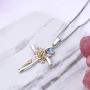 YL Cross Pendant Necklace 925 Sterling Silver Rose Sunflower Necklace Gemstones Flower Jewelry for Women