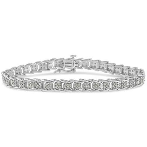 2.0 Cttw Diamond Fan-Shaped Fancy Chevron Link 7'' Tennis Bracelet (I-J Color, I3 Clarity) – Choice of Metal Colors