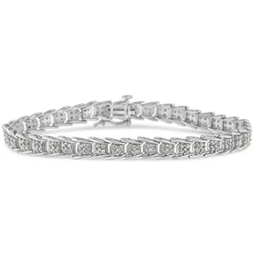 2.0 Cttw Diamond Fan-Shaped Fancy Chevron Link 7'' Tennis Bracelet (I-J Color, I3 Clarity) – Choice of Metal Colors 2.0 Cttw Diamond Fan-Shaped Fancy Chevron Link 7'' Tennis Bracelet (I-J Color, I3 Clarity) – Choice of Metal Colors
