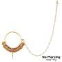 Aheli Wedding Party Pearl Nose Ring Nath with Pearl Chain Traditional Indian Jewelry for Women