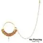 Aheli Wedding Party Pearl Nose Ring Nath with Pearl Chain Traditional Indian Jewelry for Women Aheli Wedding Party Pearl Nose Ring Nath with Pearl Chain Traditional Indian Jewelry for Women