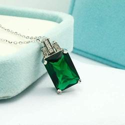 KEETEEN Colorful Life Sterling Silver Necklace with Princess Cut Pendant in Simulated Gemstones