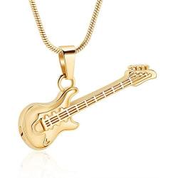 memorial jewelry Musical Instrument Cremation Necklace for Women&Men Guitar Urn Necklace for Ashes