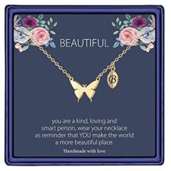 MONOOC Butterfly Necklace for Women Girls, 14K Gold Plated Dainty Butterfly Pendant Necklace Initial Necklaces Cute Minimalist Butterfly Jewelry Gifts for Teen Girls