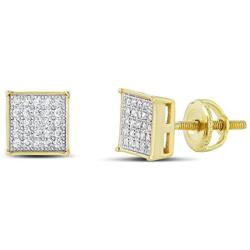 Men Women Iced Out 18k Two Toned Finish Lab Diamond CZ Screw back Stud Earnings 6MM aretes para hombre - Mens Earrings, Screw Back, Mens Jewelry, Hip hop Earring