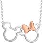 Disney Mickey and Minnie Mouse Jewelry for Women, Silver Plated Interlocking Mickey and Minnie Mouse Pendant Necklace;