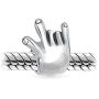 Personalized Initial BFF Hand Sign Symbol I Love You Sign Language Charm Bead For Women Teen Oxidized .925 Sterling Silver Fits European Bracelet