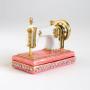 Apropos Vintage Style Hand Painted Sewing Machine Rhinestone Jewerly Trinket Box -Pink