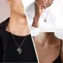 Nofade Silver Africa Map with Elephant/Eye of Horus Pendant Gold&Silver Two Tone Vintage African Style Necklace for Women Men, Chain 18
