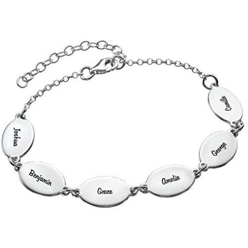 MyNameNecklace Personalized Oval Mom Bracelet with Names - Custom Multiple Charm Jewelry - Gift for Women Wife Girlfriend Bridesmaid