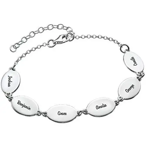 MyNameNecklace Personalized Oval Mom Bracelet with Names - Custom Multiple Charm Jewelry - Gift for Women Wife Girlfriend Bridesmaid