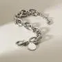 CIUNOFOR CZ Bracelet for Women Girls Wide Cuban Curb Link Bracelet Italian Style Oval Bracelet Silver Rose Gold Plated Adjustable Stainless Steel Chain with Round Disc Charm CIUNOFOR CZ Bracelet for Women Girls Wide Cuban Curb Link Bracelet Italian Style Oval Bracelet Silver Rose Gold Plated Adjustable Stainless Steel Chain with Round Disc Charm