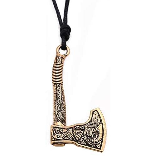 cooltime Celtic Valknut Odin Horn Axe Weapon Rope Necklace Mens Amulet