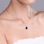 Gem Stone King 925 Sterling Silver Blue Sapphire and White Diamond Pendant Necklace For Women (1.87 Ct Oval with 18 Inch Silver Chain)