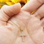 Dazzlingrock Collection 0.25 Carat (ctw) 10K Gold Round White Diamond Ladies Cross Pendant 1/4 CT (Silver Chain Included)
