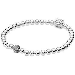 Pandora Jewelry Beads and Pave Cubic Zirconia Bracelet in Sterling Silver
