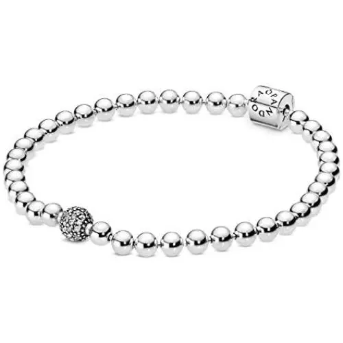 Pandora Jewelry Beads and Pave Cubic Zirconia Bracelet in Sterling Silver Pandora Jewelry Beads and Pave Cubic Zirconia Bracelet in Sterling Silver