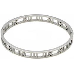 Baoliren Stainless Steel Hollow Out Roman Numerals Bracelet Bangle for Lady