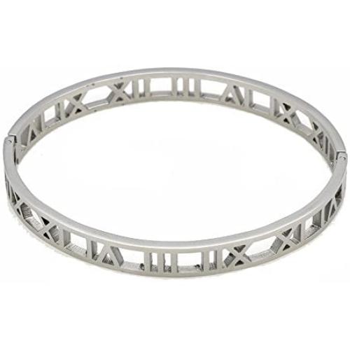 Baoliren Stainless Steel Hollow Out Roman Numerals Bracelet Bangle for Lady
