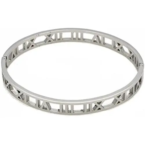 Baoliren Stainless Steel Hollow Out Roman Numerals Bracelet Bangle for Lady Baoliren Stainless Steel Hollow Out Roman Numerals Bracelet Bangle for Lady