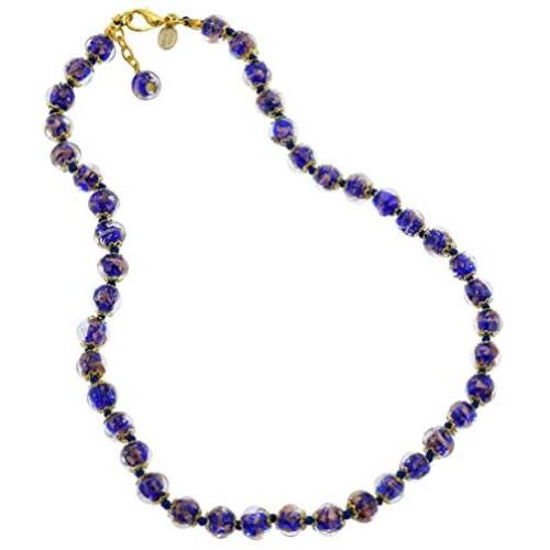 GlassOfVenice Murano Glass Sommerso Necklace - Navy Blue