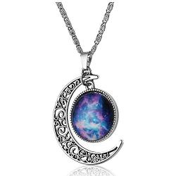 Lcbulu Galaxy Crescent Moon Pendant Necklaces Jewelry for Women Teen Girls 18
