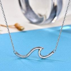 Angol 925 Sterling Silver Wave Jewelry Set, Wave Ring Necklace Earring Ocean Sea, Opal Jewelry Set with Gift Box