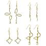 DAMLENG 4 Pairs Simple Asymmetry Geometric Fun Abstract Art Body Earrings Sets with Moon Pearl Pendant for Women Girls Hollow Wire Flower Statement Jewelry