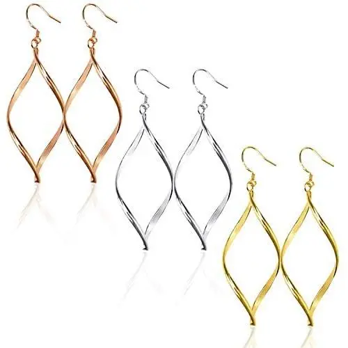 Twisted Hoop Drop Earring Set, Sterling Silver Hypoallergenic Long Earrings Twist Wave Dangle Earrings Square Gold,Rose Gold,Silver Dangle Hook Earrings Piercing Jewelry Gift for Women Girls Twisted Hoop Drop Earring Set, Sterling Silver Hypoallergenic Long Earrings Twist Wave Dangle Earrings Square Gold,Rose Gold,Silver Dangle Hook Earrings Piercing Jewelry Gift for Women Girls