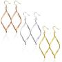 Twisted Hoop Drop Earring Set, Sterling Silver Hypoallergenic Long Earrings Twist Wave Dangle Earrings Square Gold,Rose Gold,Silver Dangle Hook Earrings Piercing Jewelry Gift for Women Girls