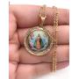 Virgin Caridad del Cobre Pendant Necklace 18K Gold Plated Chain ''18 Inches'' Length Religious Jewelry