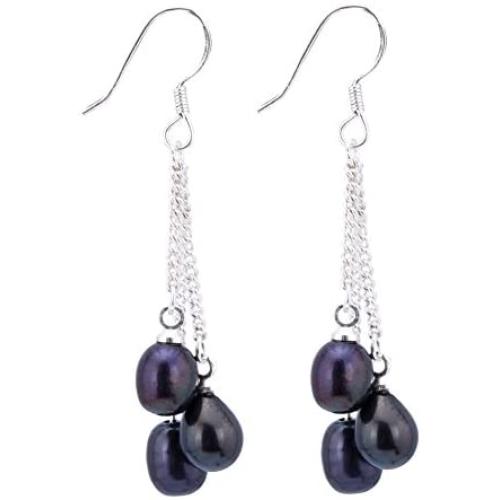 Gem Stone King 6 Multi-Color Cultured Freshwater Pearl Dangle Earrings 1.5 Inch