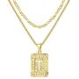 Jewenova18K Gold Plated Initial Letter Necklace for Women Men Layered Square Necklace Capital Letter Pendant Necklace Alphabets A-Z Fashion Personalized Jewelry