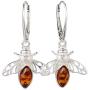 Sterling Silver and Baltic Honey Amber French Leverback Earrings''Bumble Bee'' (small)