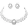 Rosemarie & Jubalee Womens Simulated Large Teardrop Pearl 3 Piece Choker Necklace Cuff Bracelet Clip On Earrings Bridal Jewelry Set