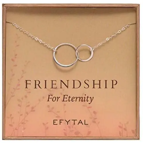 EFYTAL Best Friend Gifts, Sterling Silver Friendship for Eternity Necklace, Two Interlocking Infinity Circles Gift For Best Friend EFYTAL Best Friend Gifts, Sterling Silver Friendship for Eternity Necklace, Two Interlocking Infinity Circles Gift For Best Friend
